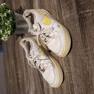 Nike Air Force One White with Yellow Logo Size 5.5